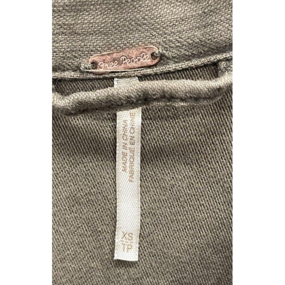 Free People Olive Green Lace Up Sleeve Utility Jacket Cotton XS Boho Military - Picture 4 of 5
